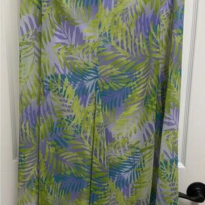 Ruby Rd. Green and Purple Leaf Print Fabric